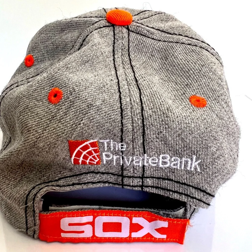 Chicago White Sox Gray with Orange Trim Baseball Hat with Velcro by Melonwear.